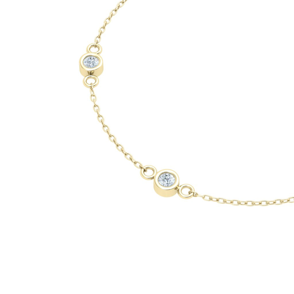 Bezel Moissanite Bracelet Yellow Gold