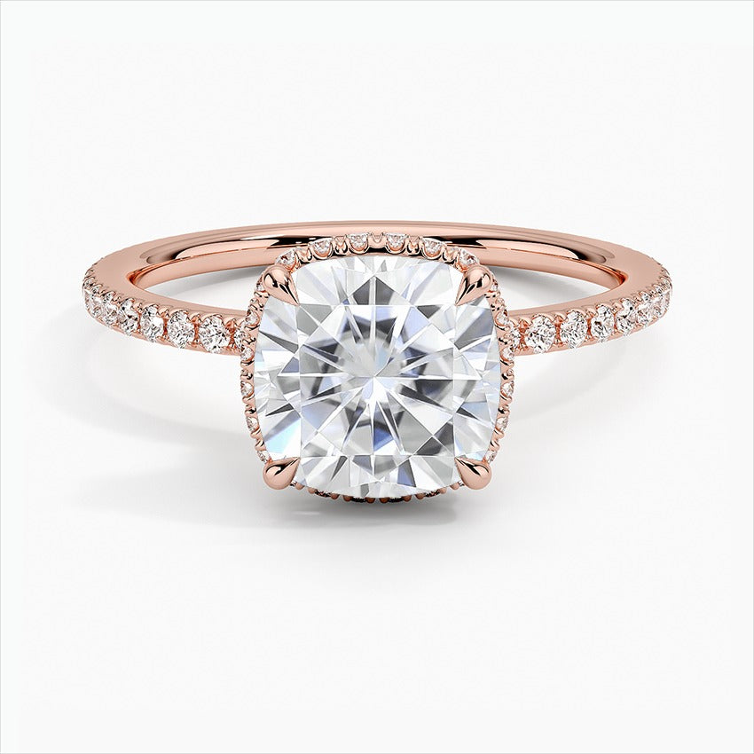 Beginnings 4-Prong Cushion Moissanite Engagement Ring Rose Gold