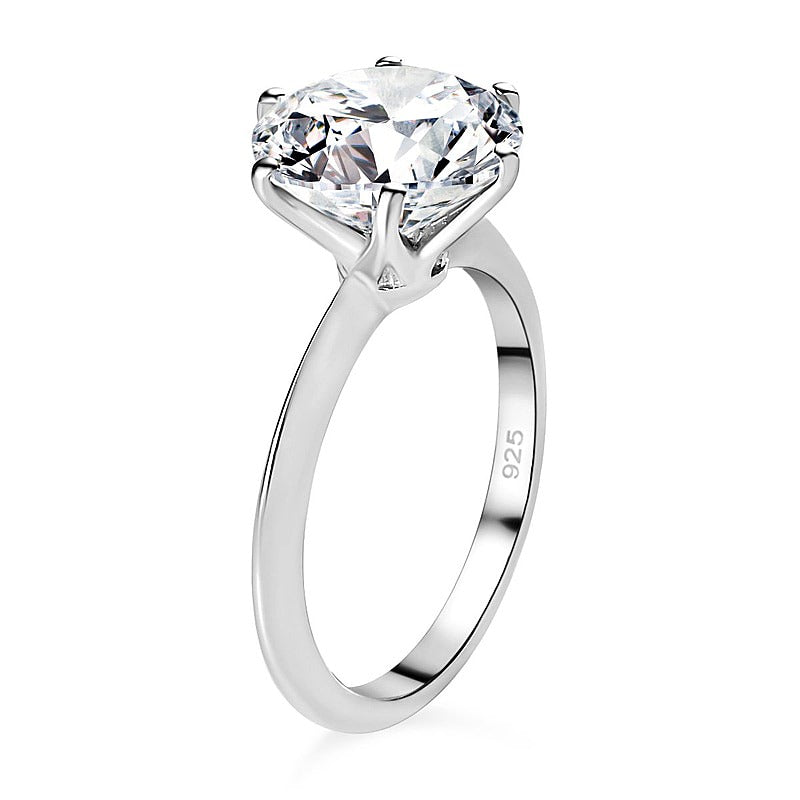 Glamour 6-Prong Round Solitaire Moissanite Engagement Ring White Gold