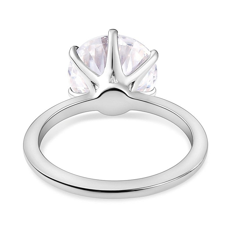 Glamour 6-Prong Round Solitaire Moissanite Engagement Ring White Gold