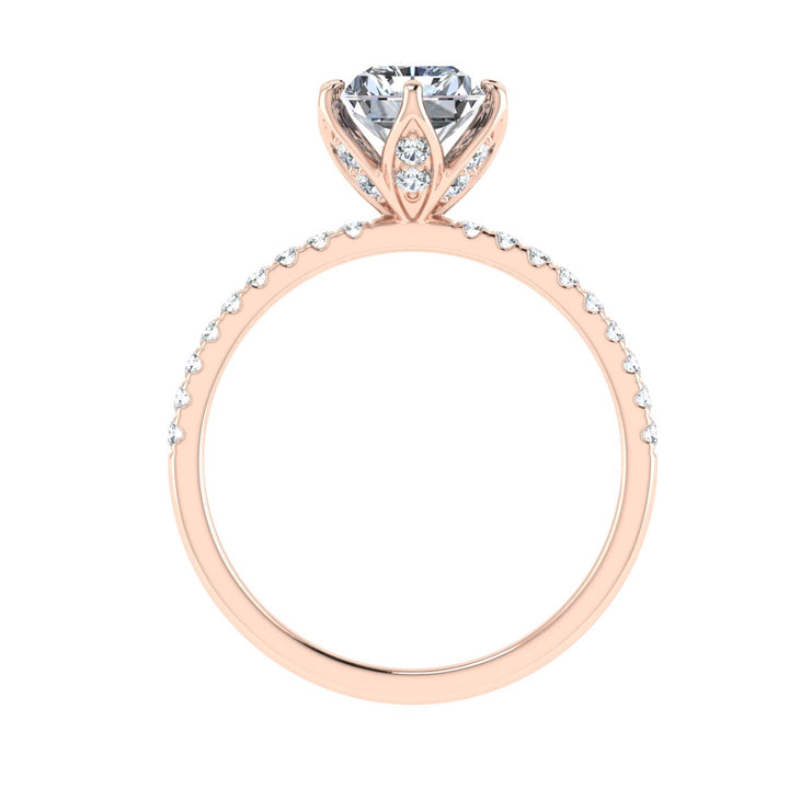 Beloved Radiant Cut Scalloped Moissanite Engagement Ring Rose Gold