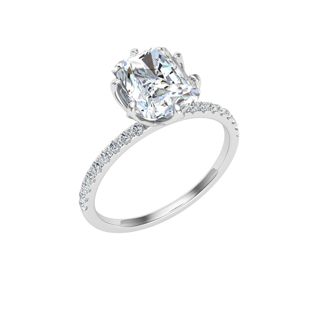 Beloved Radiant Cut Scalloped Moissanite Engagement Ring White Gold