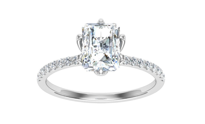 Beloved Radiant Cut Scalloped Moissanite Engagement Ring White Gold