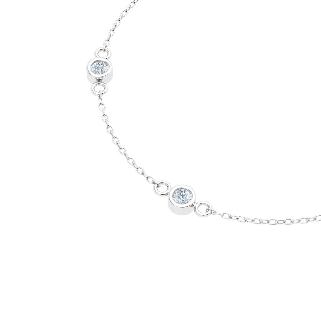 Bezel Moissanite Bracelet White Gold