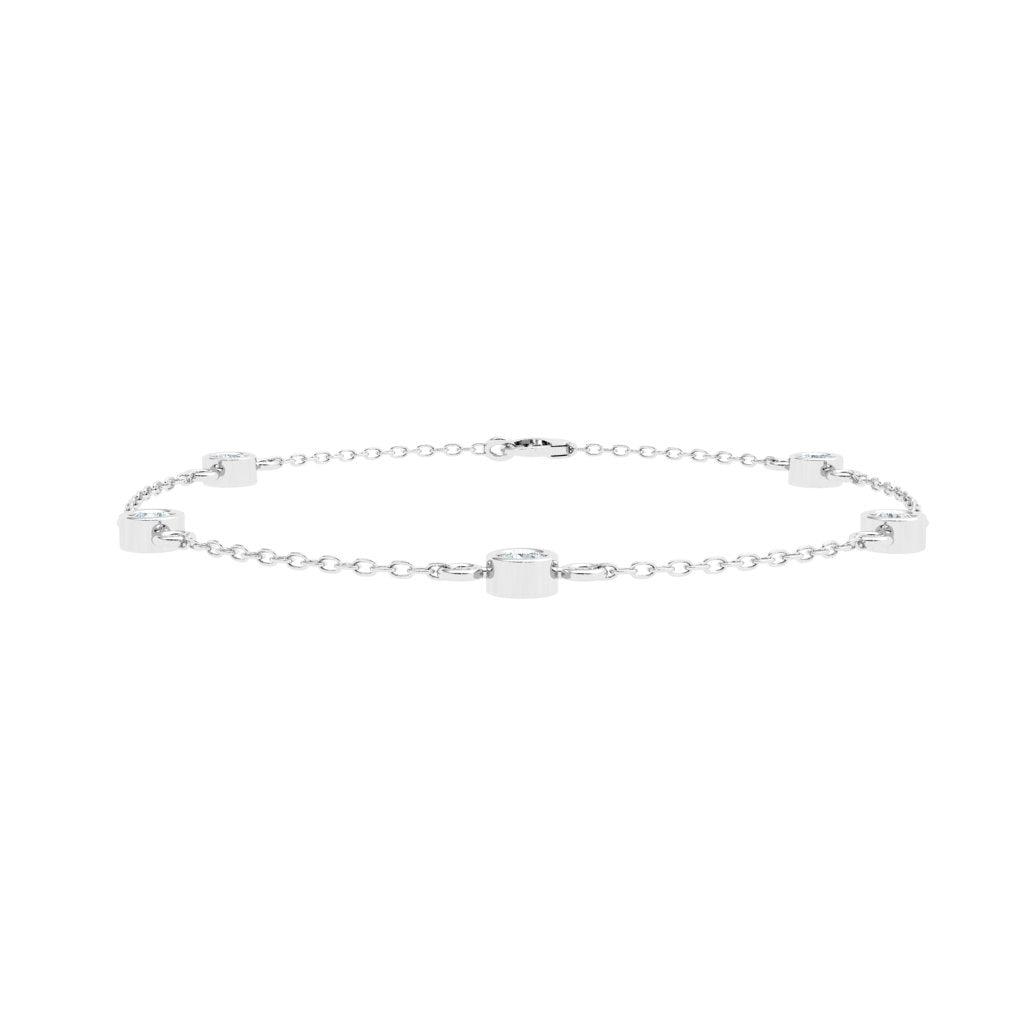 Bezel Moissanite Bracelet White Gold