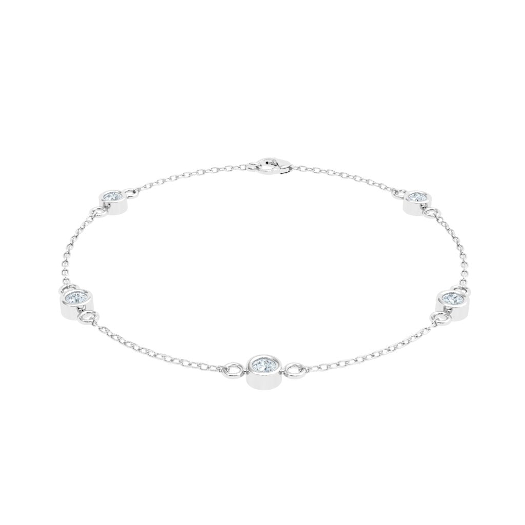 Bezel Moissanite Bracelet White Gold