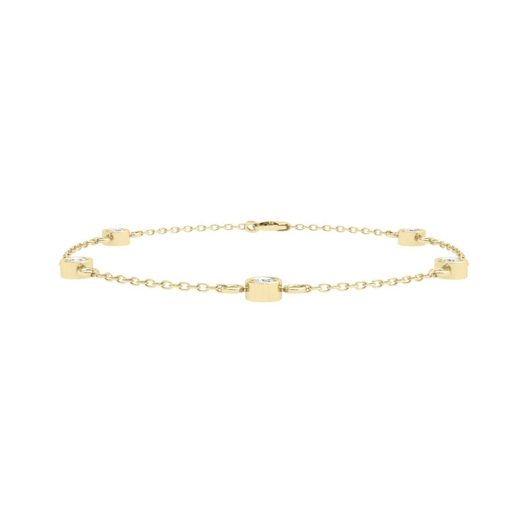 Bezel Moissanite Bracelet Yellow Gold