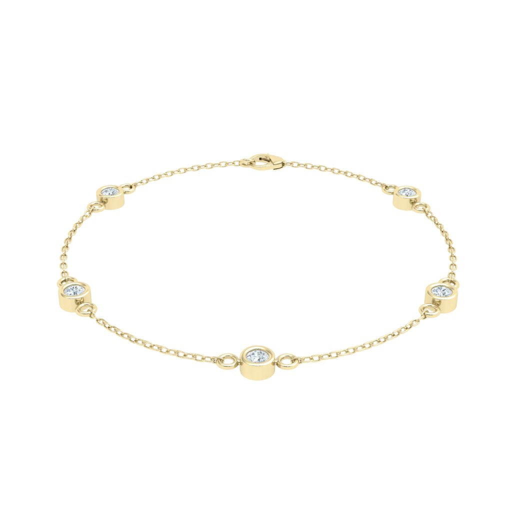 Bezel Moissanite Bracelet Yellow Gold