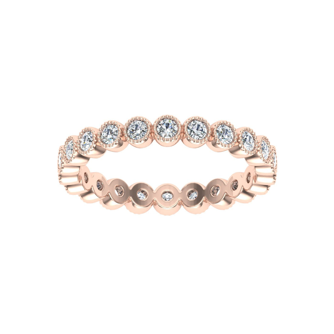 Bezel Set Eternity Moissanite Wedding Band Rose Gold