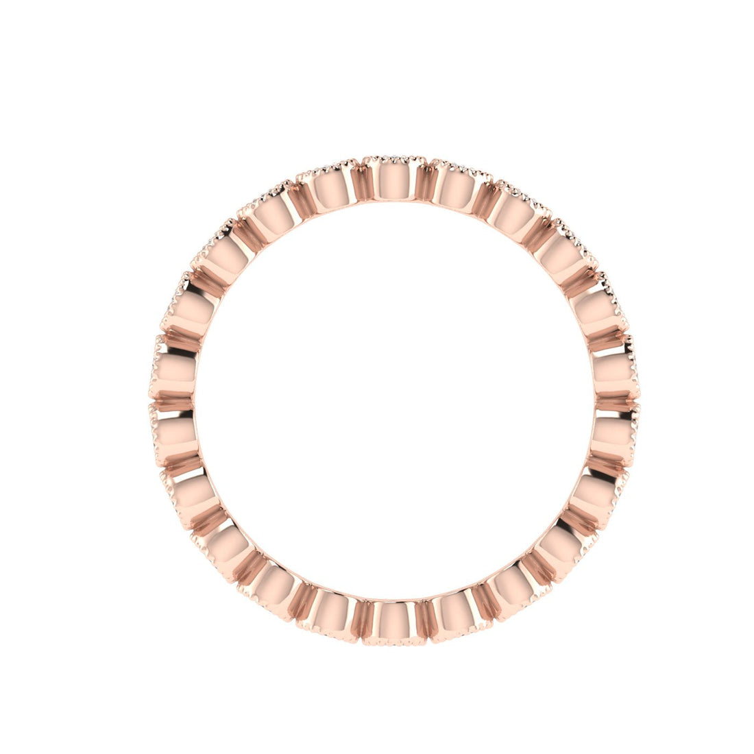 Bezel Set Eternity Moissanite Wedding Band Rose Gold