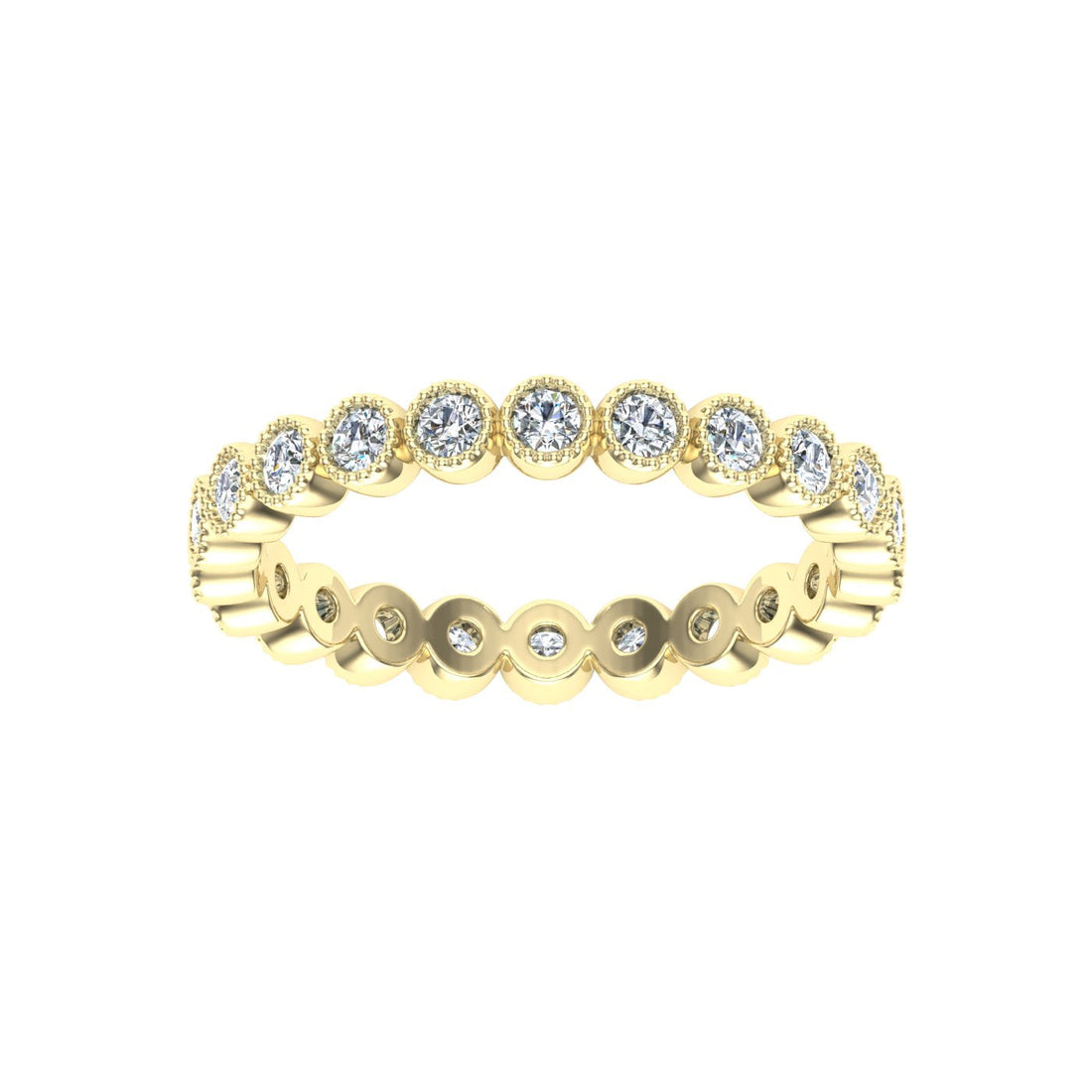 Bezel Set Eternity Moissanite Wedding Band Yellow Gold