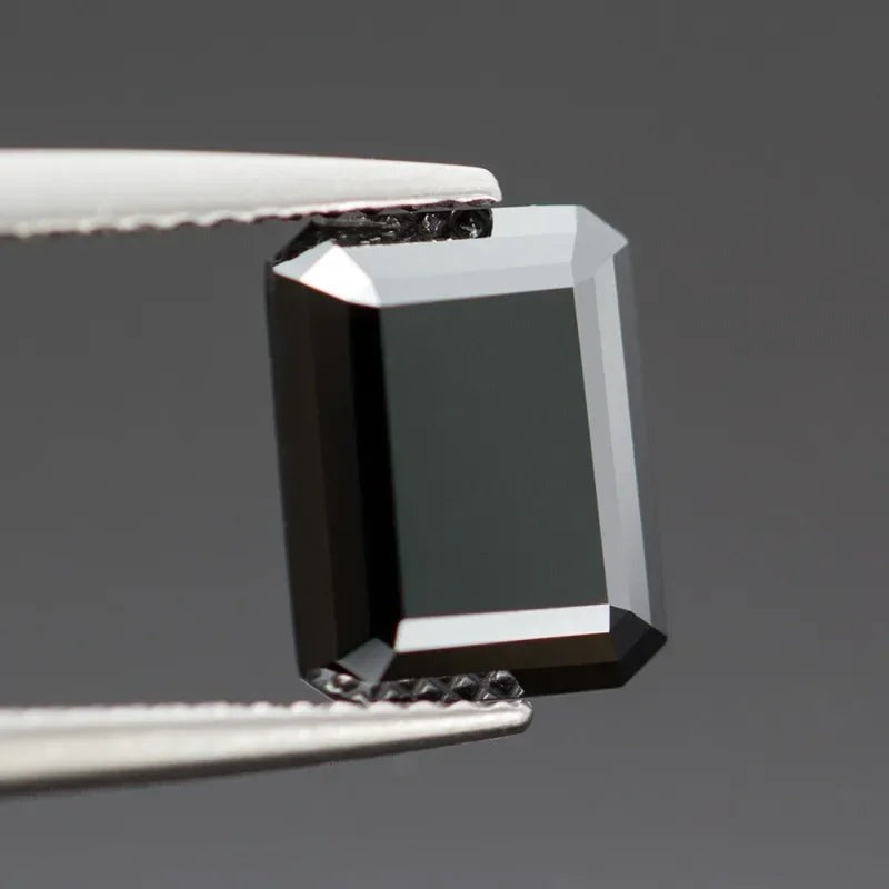 Black Emerald Shape Certified Moissanite