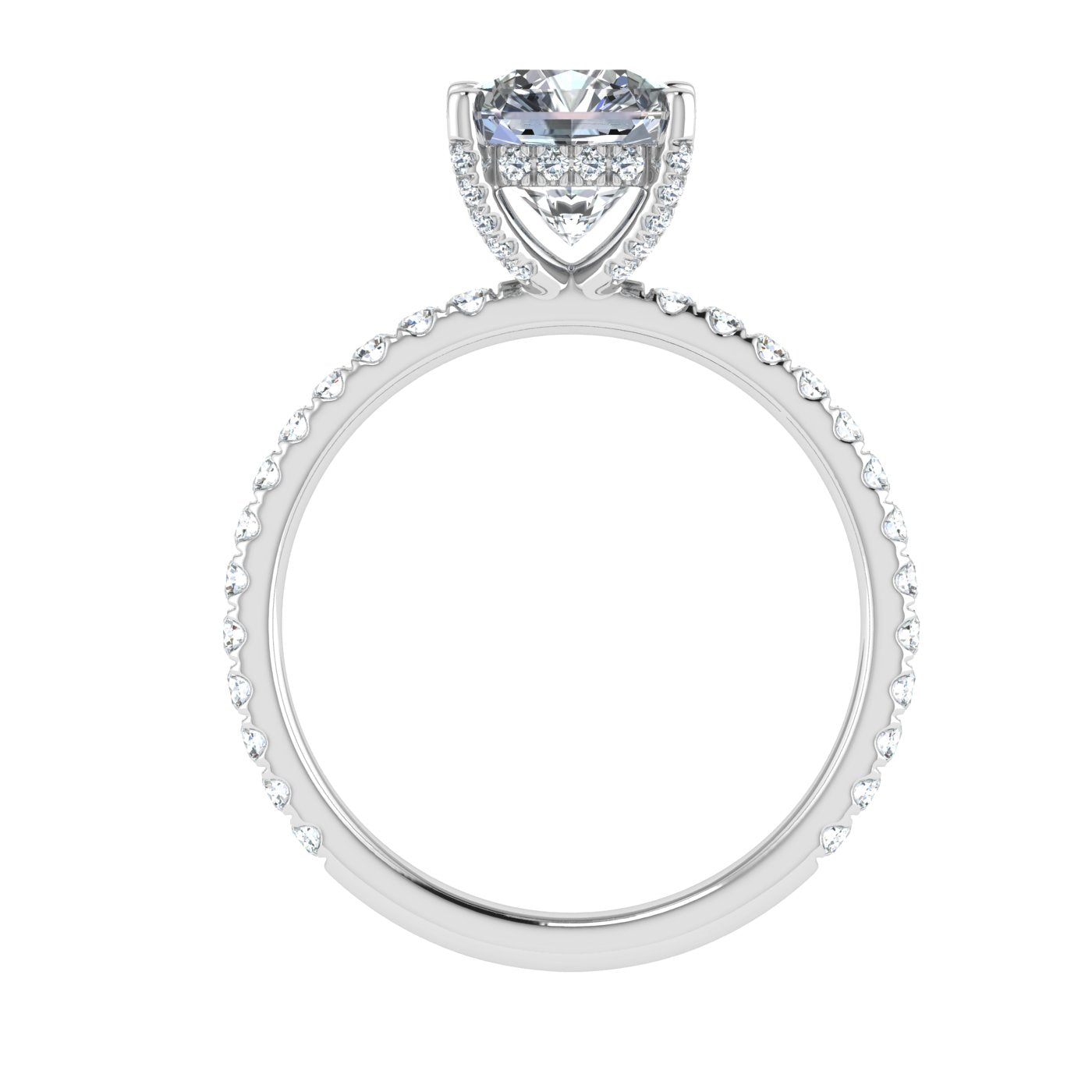 Bliss Asscher Cut Hidden Halo Moissanite Engagement Ring White Gold