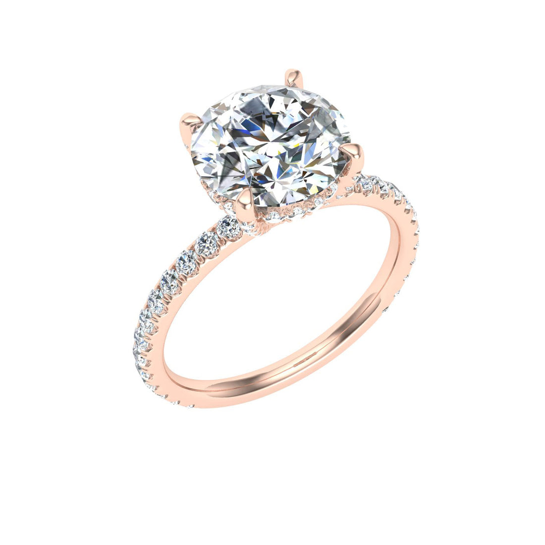 Bliss Round Cut Hidden Halo Moissanite Engagement Ring Rose Gold