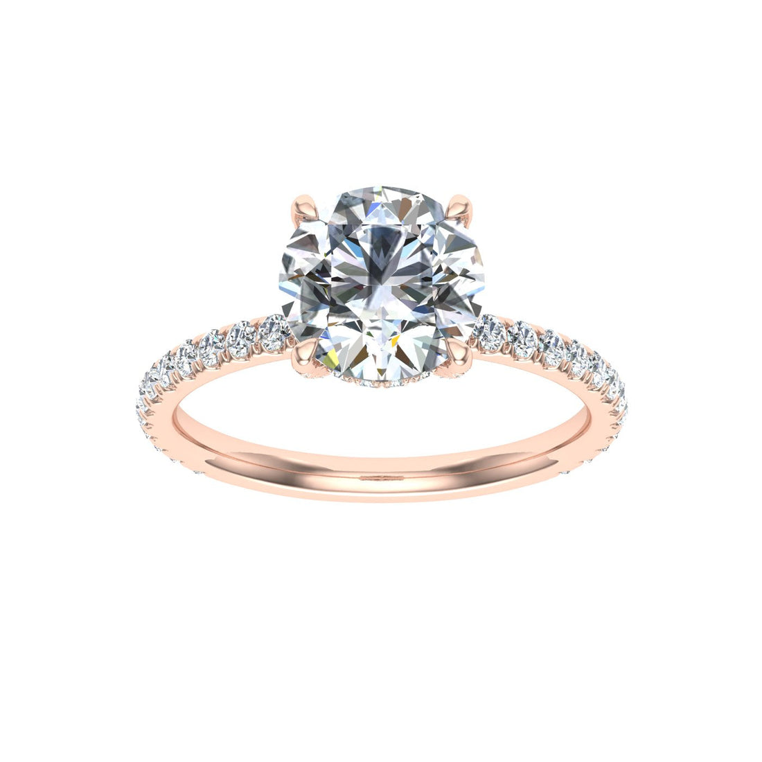 Bliss Round Cut Hidden Halo Moissanite Engagement Ring Rose Gold