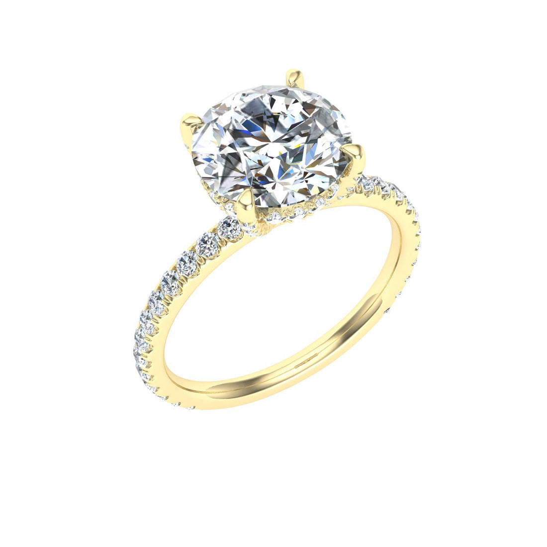 Bliss Round Cut Hidden Halo Moissanite Engagement Ring Yellow Gold