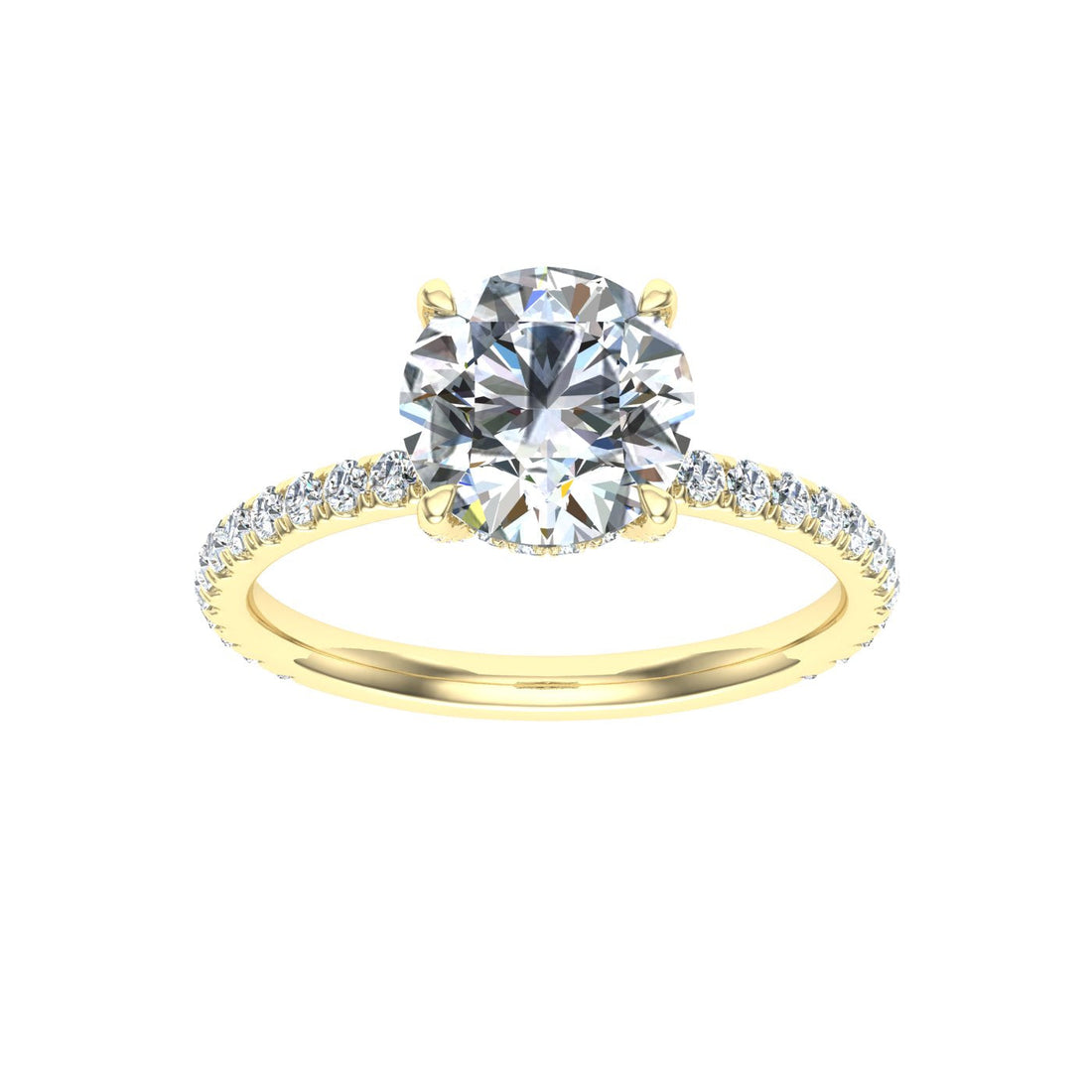 Bliss Round Cut Hidden Halo Moissanite Engagement Ring Yellow Gold