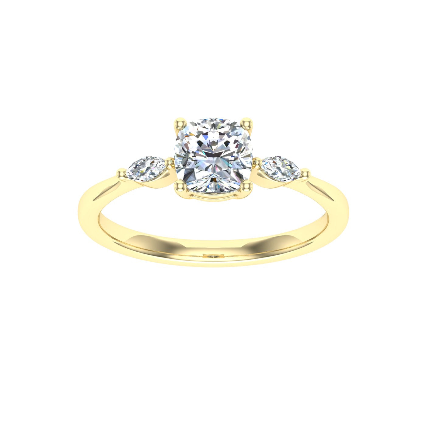 Bloom Cushion 3 Stone Moissanite Engagement Ring