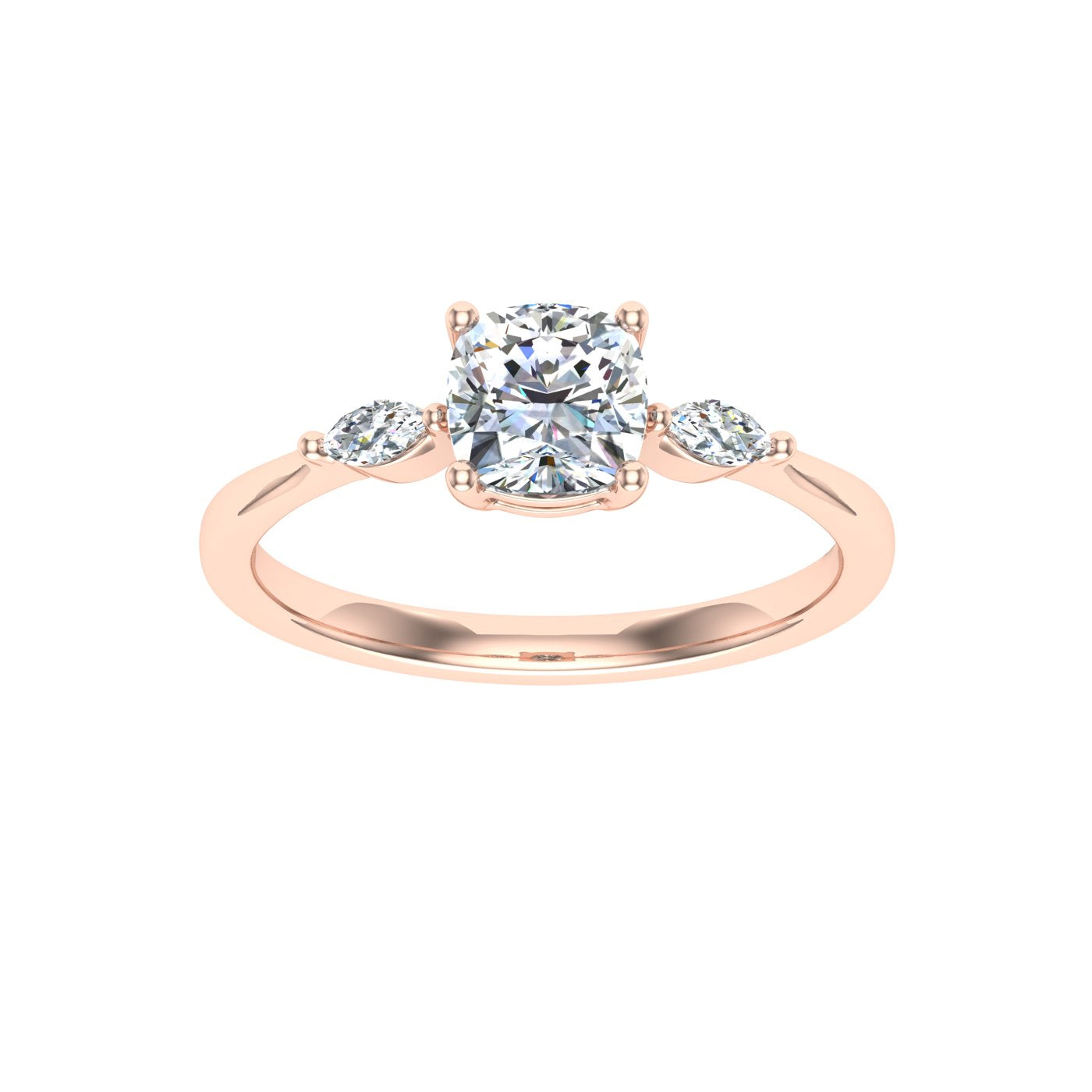 Bloom Cushion 3 Stone Moissanite Engagement Ring