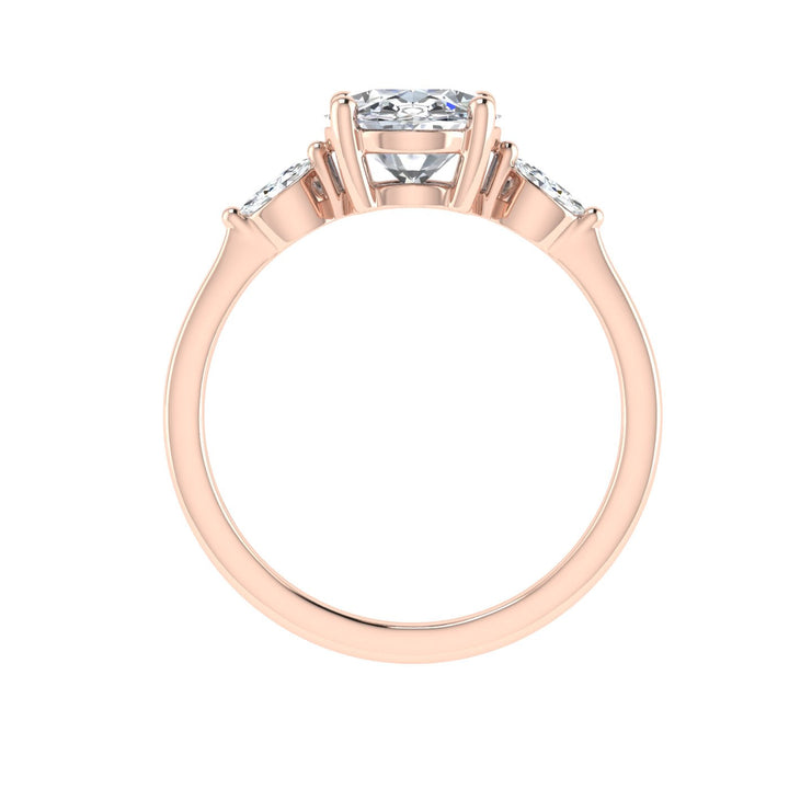 Bloom Oval 3 Stone Moissanite Engagement Ring Rose Gold