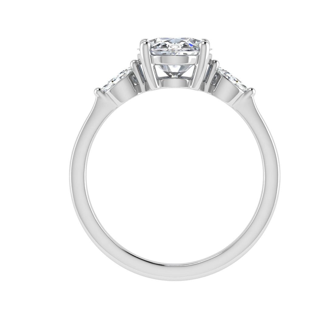 Bloom Oval 3 Stone Moissanite Engagement Ring White Gold