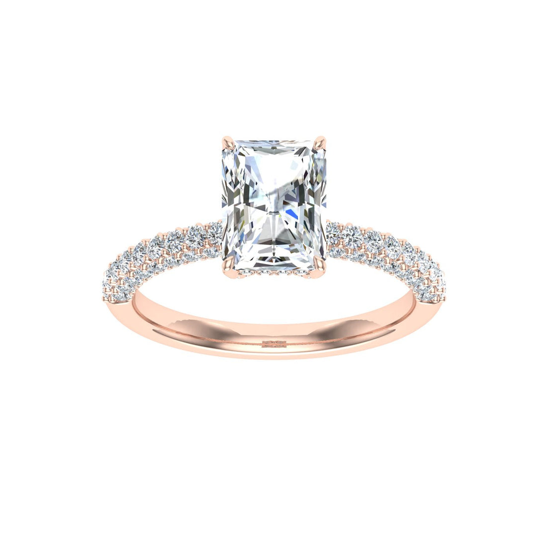 Blossom Radiant Cut Micro Pavé Moissanite Engagement Ring Rose Gold