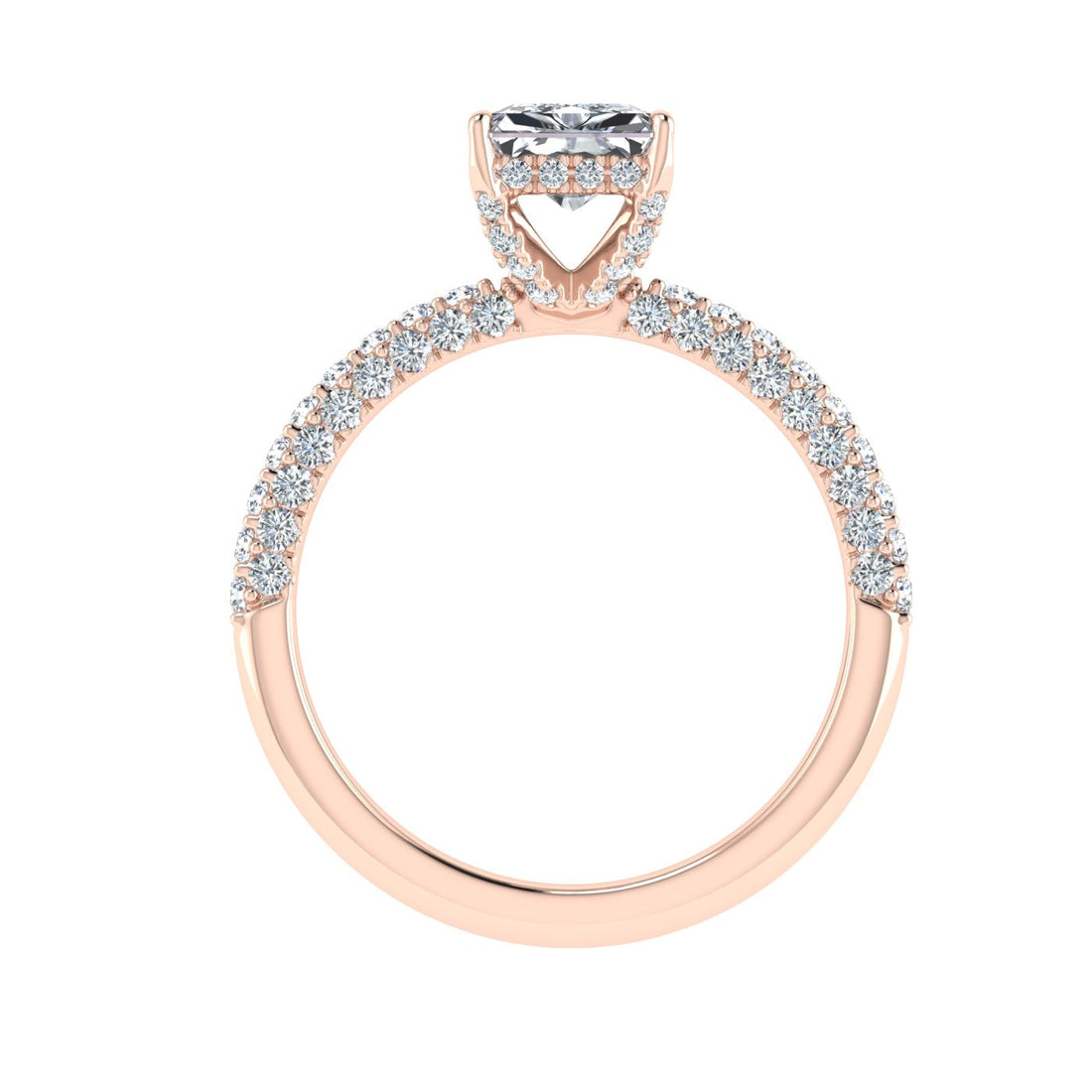 Blossom Radiant Cut Micro Pavé Moissanite Engagement Ring Rose Gold