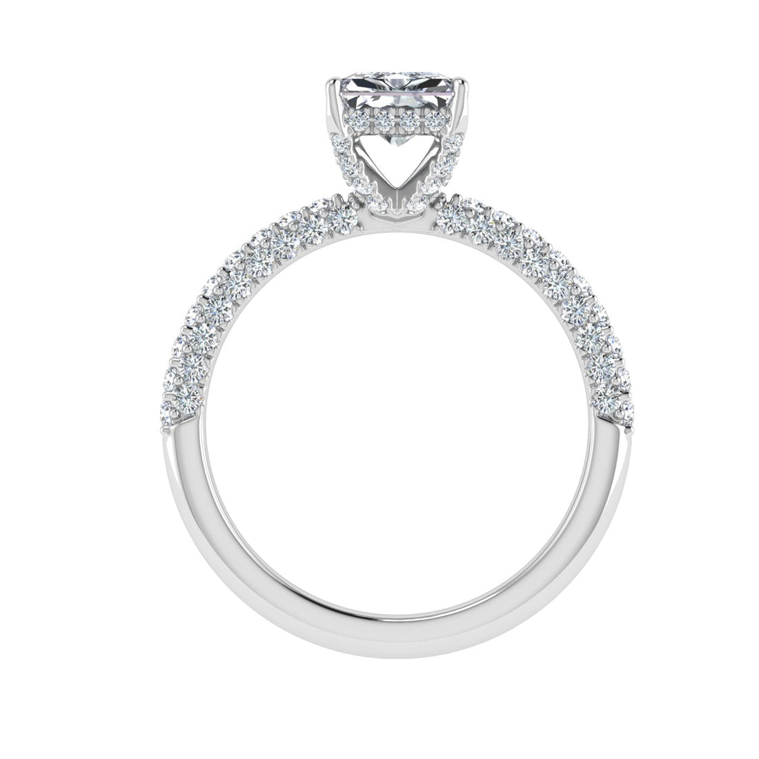 Blossom Radiant Cut Micro Pavé Moissanite Engagement Ring White Gold