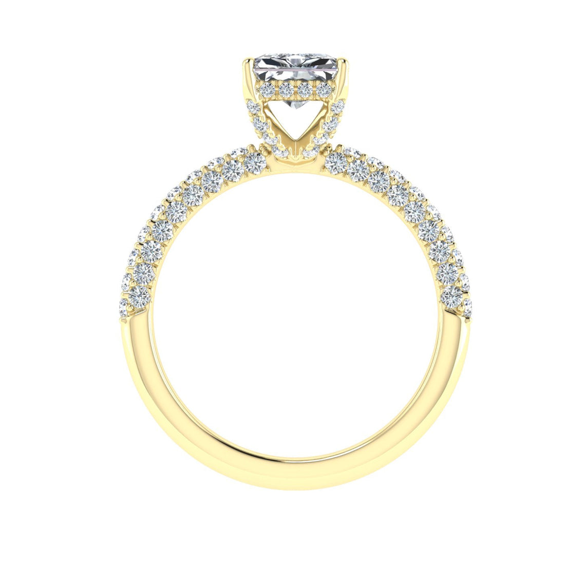 Blossom Radiant Cut Micro Pavé Moissanite Engagement Ring Yellow Gold