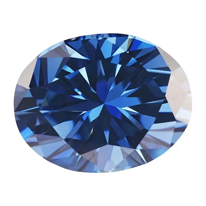 Blue Oval Cut Certified Moissanite