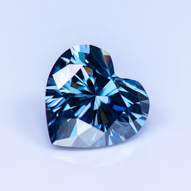 Blue Heart Cut Certified Moissanite