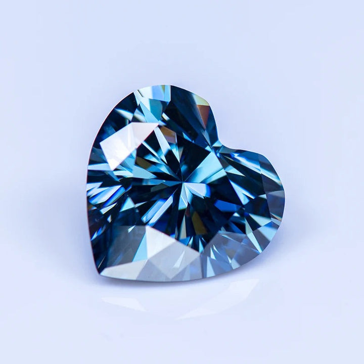 Blue Heart Cut Certified Moissanite