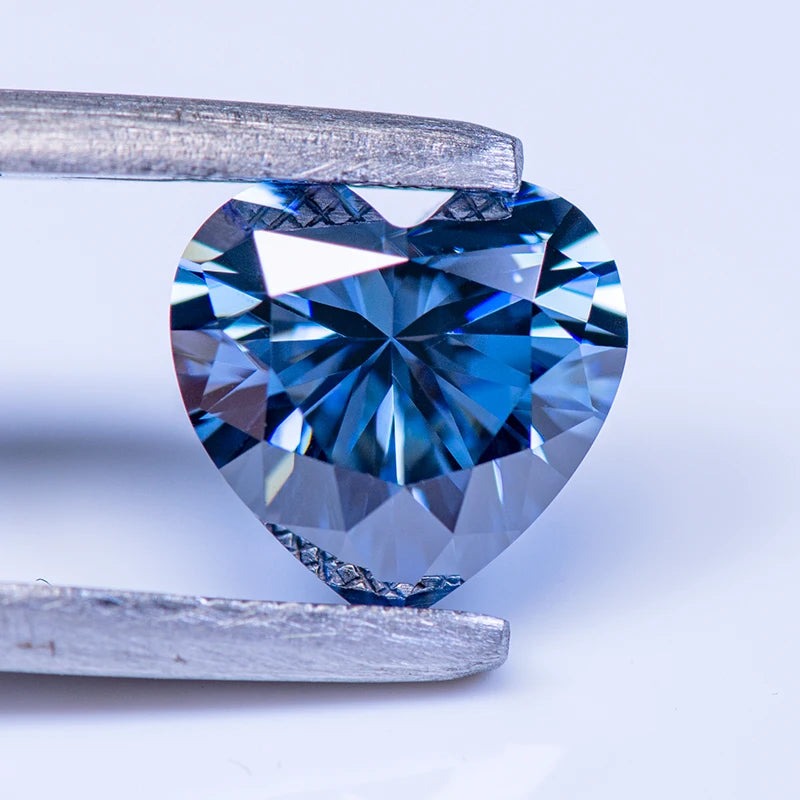 Blue Heart Cut Certified Moissanite