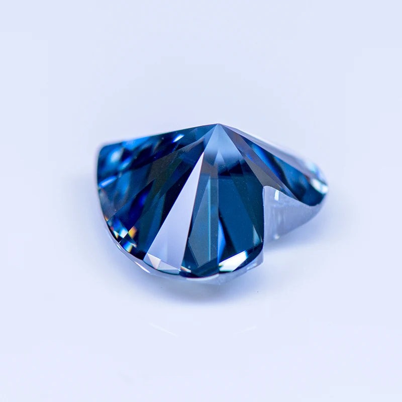 Blue Heart Cut Certified Moissanite