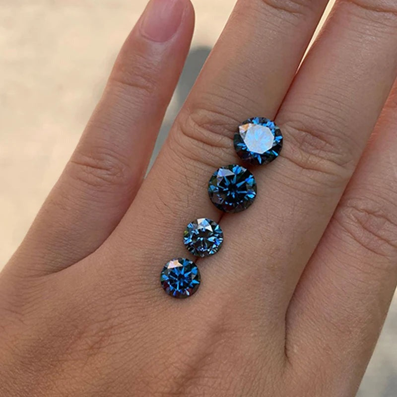 Blue Moissanite Rouns Shape Gemstones