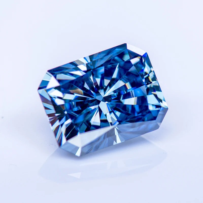 Blue Radiant Cut Certified Moissanite