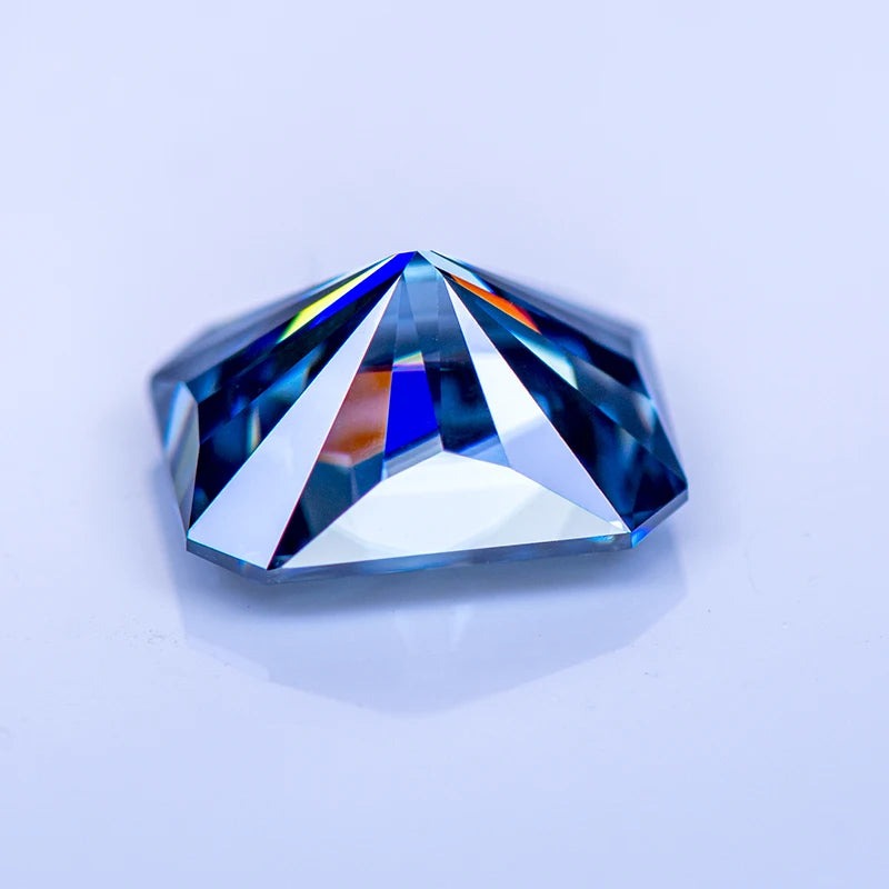 Blue Radiant Cut Certified Moissanite