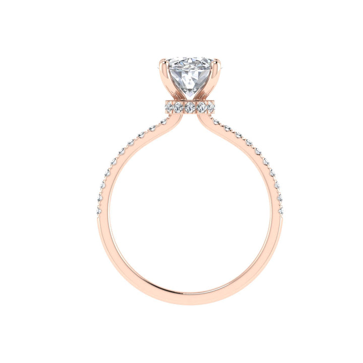 Bond Oval Cut Hidden Halo Moissanite Engagement Ring Rose Gold