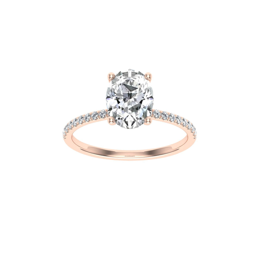 Bond Oval Cut Hidden Halo Moissanite Engagement Ring Rose Gold