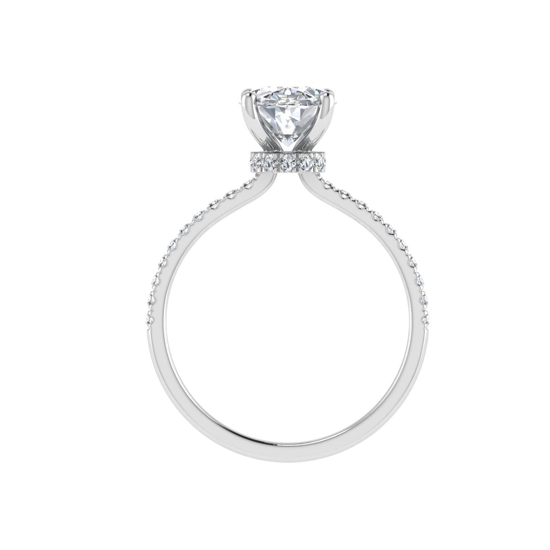 Bond Oval Cut Hidden Halo Moissanite Engagement Ring White Gold