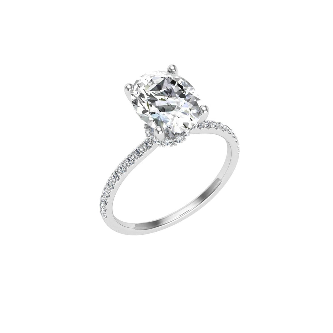 Bond Oval Cut Hidden Halo Moissanite Engagement Ring White Gold