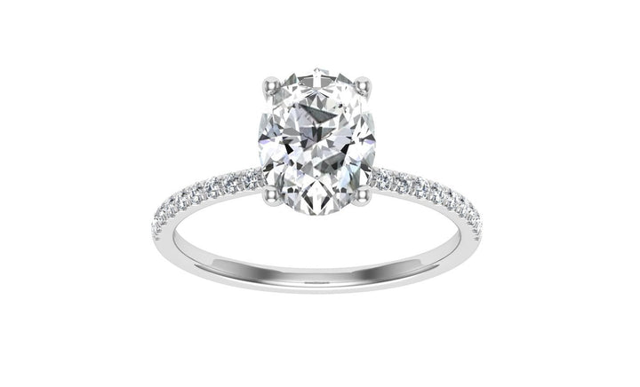 Bond Oval Cut Hidden Halo Moissanite Engagement Ring White Gold