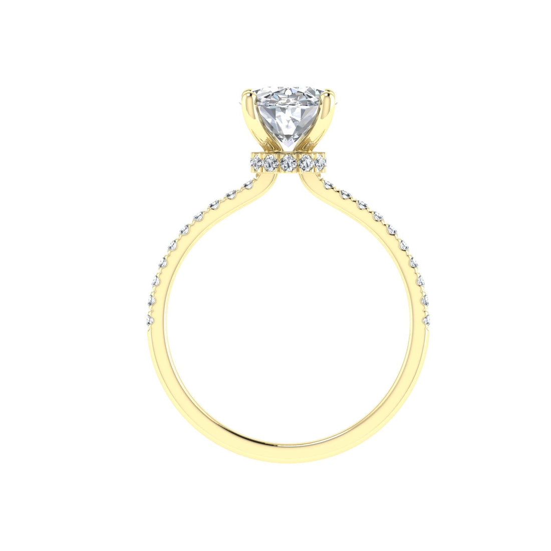 Bond Oval Cut Hidden Halo Moissanite Engagement Ring Yellow Gold