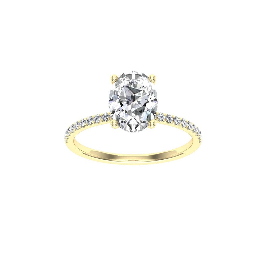 Bond Oval Cut Hidden Halo Moissanite Engagement Ring Yellow Gold