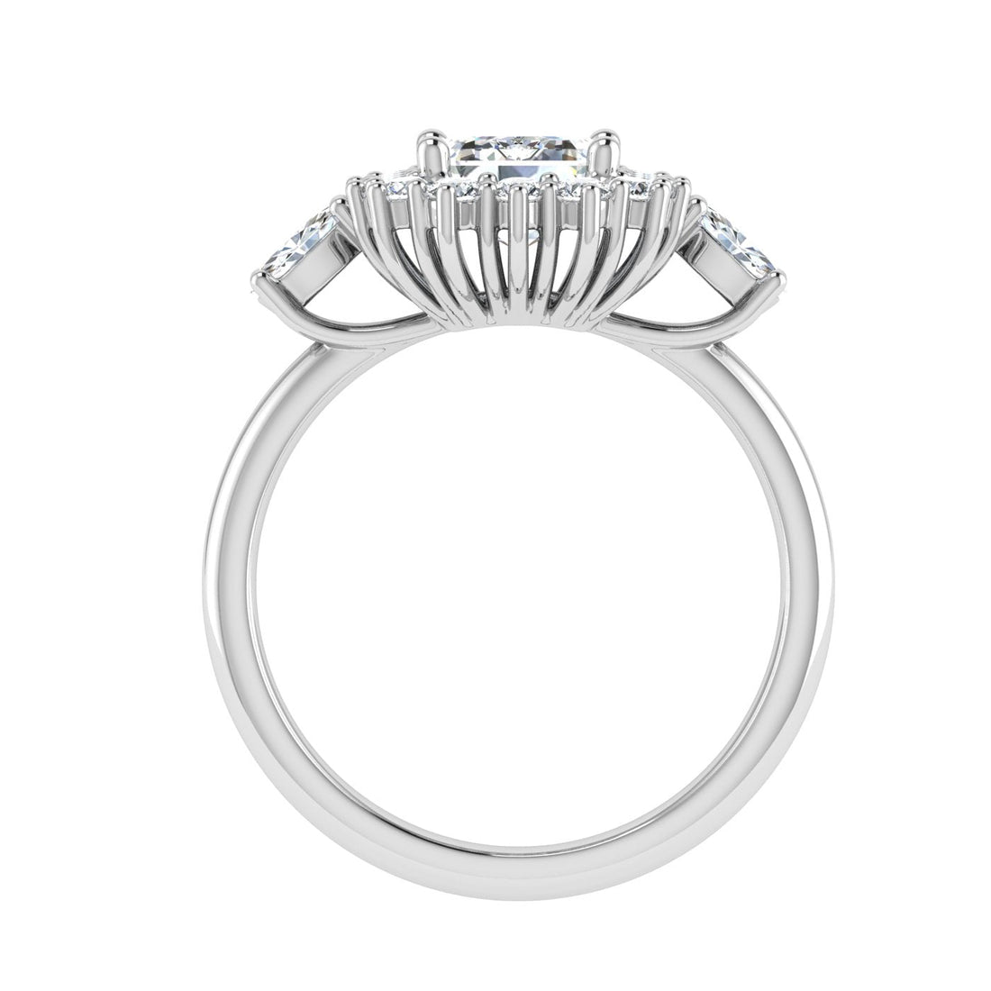 Boundless Emerald Cut Halo Moissanite Engagement Ring White Gold