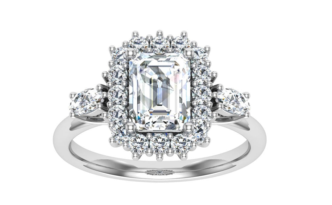 Boundless Emerald Cut Halo Moissanite Engagement Ring White Gold