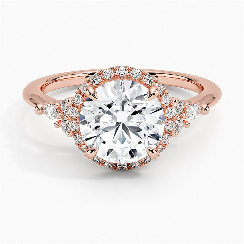 Brilliance Round Cut Vintage Moissanite Engagement Ring Rose Gold