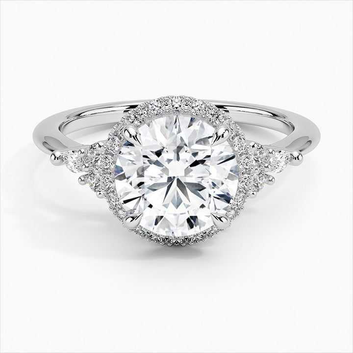 Brilliance Round Cut Vintage Moissanite Engagement Ring White Gold