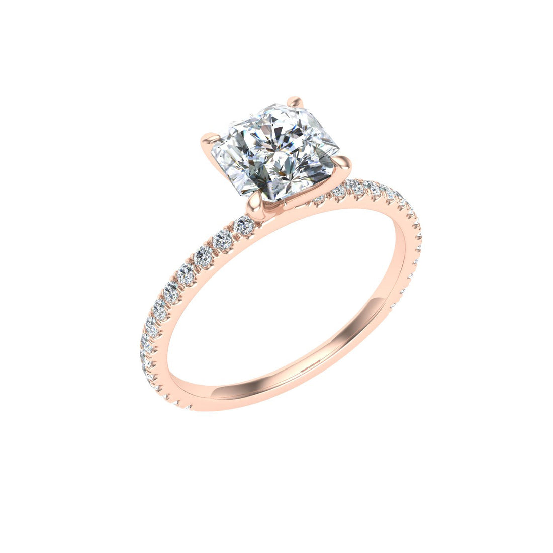 Cascade Asscher Cut Solitaire Moissanite Engagement Ring Rose Gold