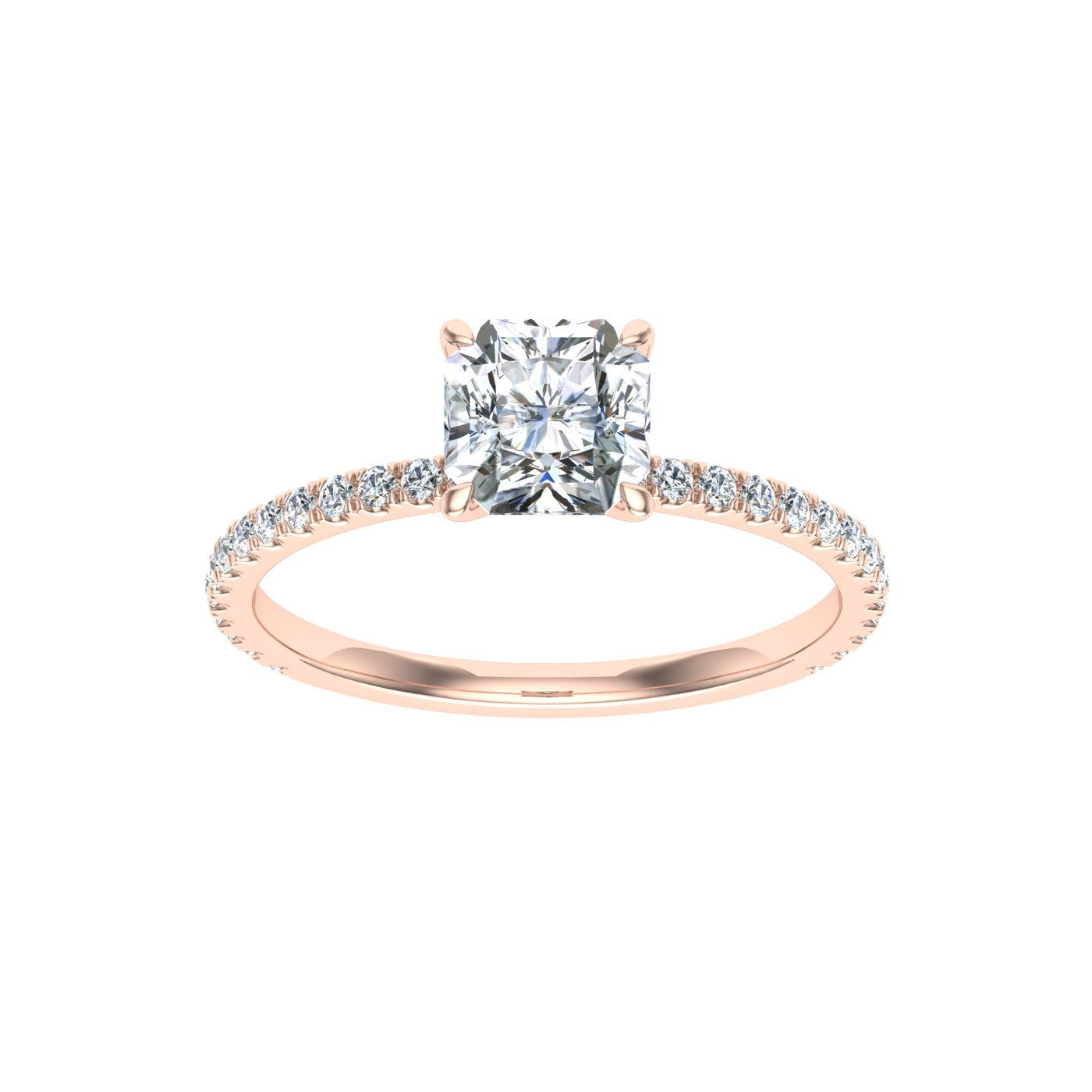 Cascade Asscher Cut Solitaire Moissanite Engagement Ring Rose Gold